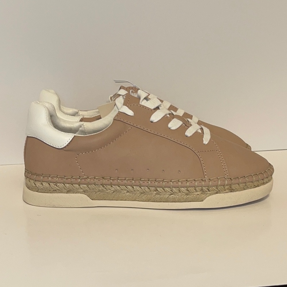 Women’s Tan Espadrille Sneakers with White Laces & Memory Foam